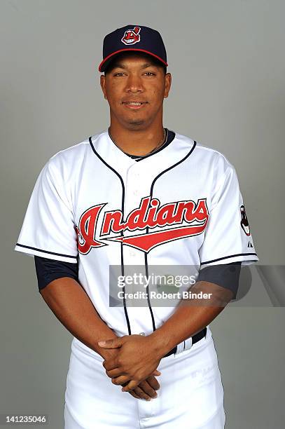 Jose Lopez of the Cleveland Indians poses during portrait session on February 29, 2012 in Glendale , Arizona.