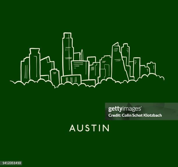 ilustrações, clipart, desenhos animados e ícones de esboço do horizonte de austin - austin texas