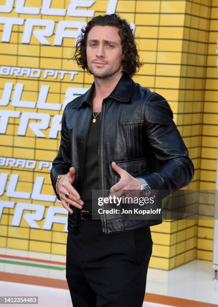 Aaron Taylor-Johnson attends the Los Angeles premiere of Columbia Pictures' "Bullet Train" at Regency Village Theatre on August 01, 2022 in Los...