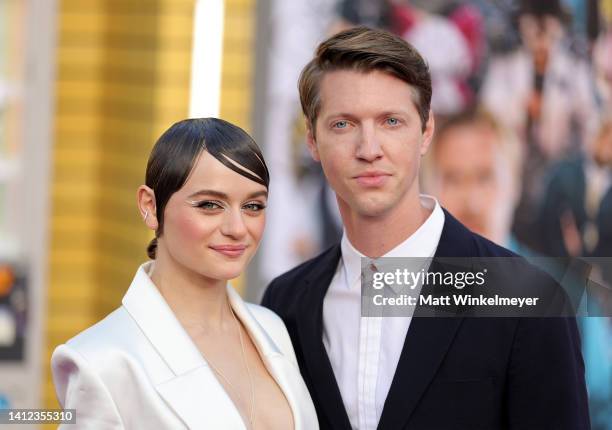 Joey King and Steven Piet attend the Los Angeles premiere of Columbia Pictures' "Bullet Train" at Regency Village Theatre on August 01, 2022 in Los...