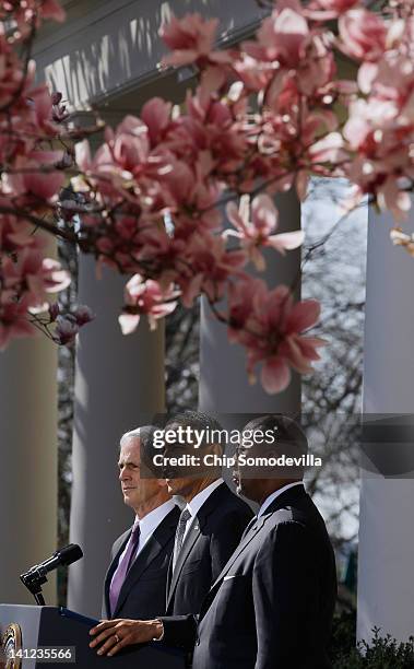 President Barack Obama makes remarks about a trade case against China with Commerce Secretary John Bryson and Trade Representative Ron Kirk in the...