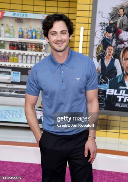 Logan Lerman attends the Los Angeles premiere of Columbia Pictures' "Bullet Train" at Regency Village Theatre on August 01, 2022 in Los Angeles,...