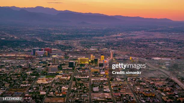 view of downtown in las vegas - downtown las vegas stock pictures, royalty-free photos & images