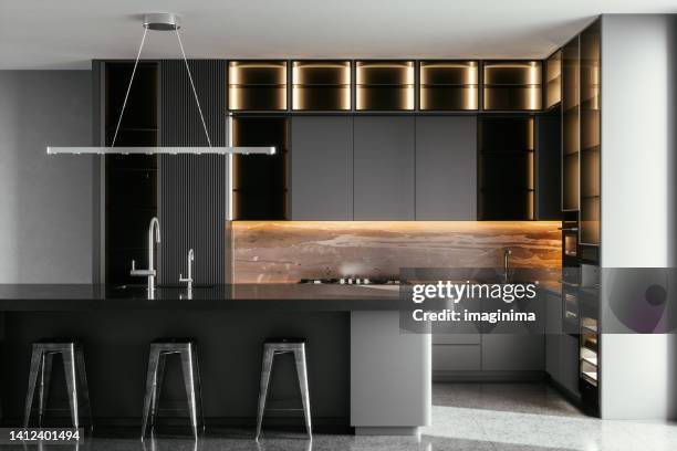 高級住宅のモダンなキッチン - home showcase interior ストックフォトと画像