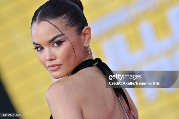 Paris Berelc attends the Los Angeles Premiere of Columbia Pictures' "Bullet Train" at Regency Village Theatre on August 01, 2022 in Los Angeles,...