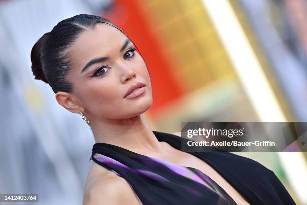 Paris Berelc attends the Los Angeles Premiere of Columbia Pictures' "Bullet Train" at Regency Village Theatre on August 01, 2022 in Los Angeles,...