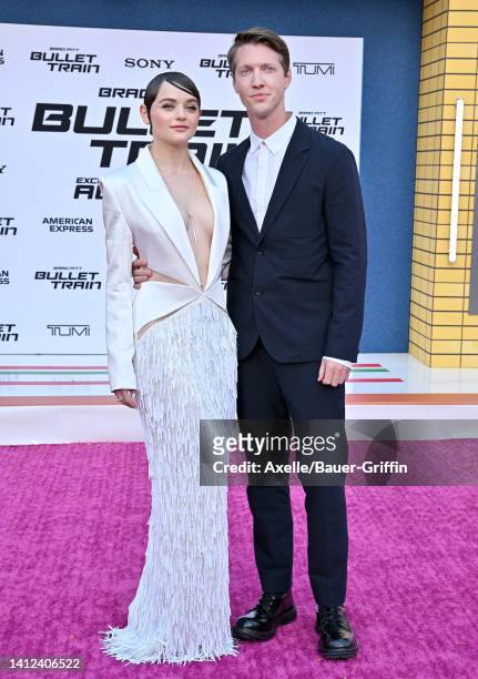 Joey King and Steven Piet attend the Los Angeles Premiere of Columbia Pictures' "Bullet Train" at Regency Village Theatre on August 01, 2022 in Los...