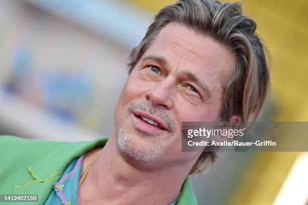 Brad Pitt attends the Los Angeles Premiere of Columbia Pictures' "Bullet Train" at Regency Village Theatre on August 01, 2022 in Los Angeles,...
