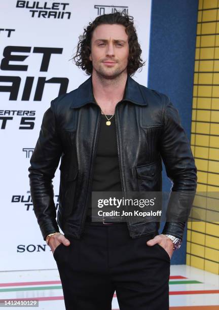 Aaron Taylor-Johnson attends the Los Angeles Premiere Of Columbia Pictures' "Bullet Train" at Regency Village Theatre on August 01, 2022 in Los...