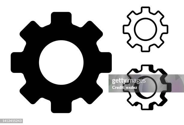 ilustraciones, imágenes clip art, dibujos animados e iconos de stock de icono del sistema sólido y contorno - configuración del ordenador
