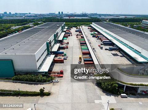 Aerial View Of Container Freight Station High-Res Stock Photo - Getty ...