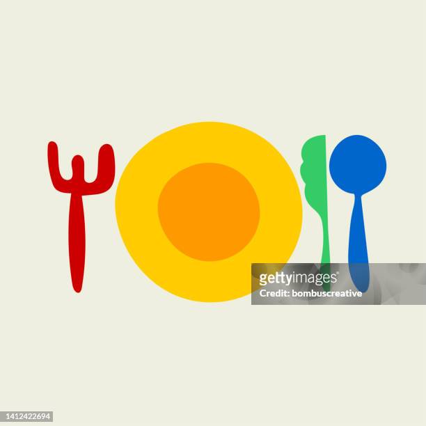 ilustraciones, imágenes clip art, dibujos animados e iconos de stock de diseño de iconos de restaurantes de cubiertos - restaurant logo
