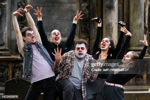 Members of Good Grief pose as they hold a photo call at Greyfriars Kirkyard on August 02, 2022 in Edinburgh, Scotland. This Untapped award-winning...