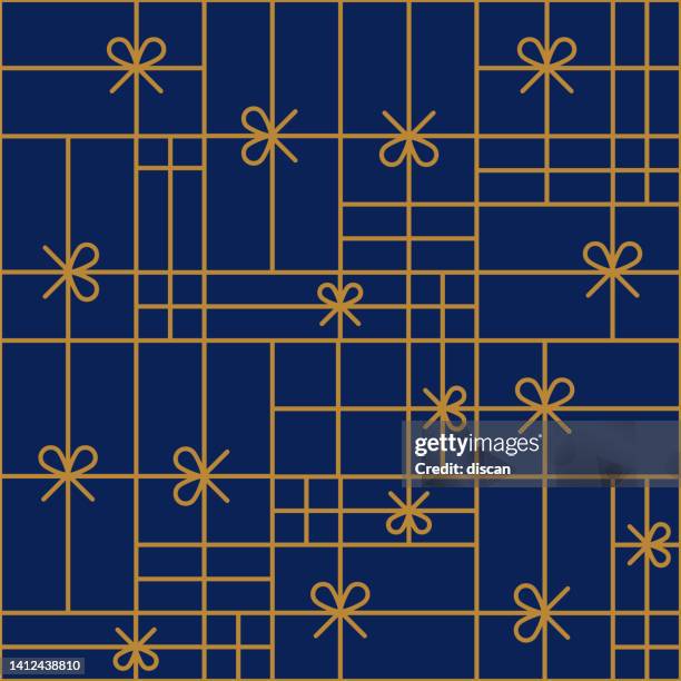 stockillustraties, clipart, cartoons en iconen met holidays seamless pattern with geometric gift boxes. - waardebon