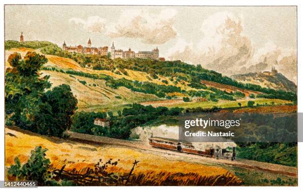 kahlenberg und leopold berg - postcards stock-grafiken, -clipart, -cartoons und -symbole