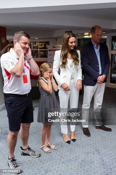 Tim Lawler CEO of SportsAid, Princess Charlotte of Cambridge, Catherine, Duchess of Cambridge and Prince William, Duke of Cambridge watch a...