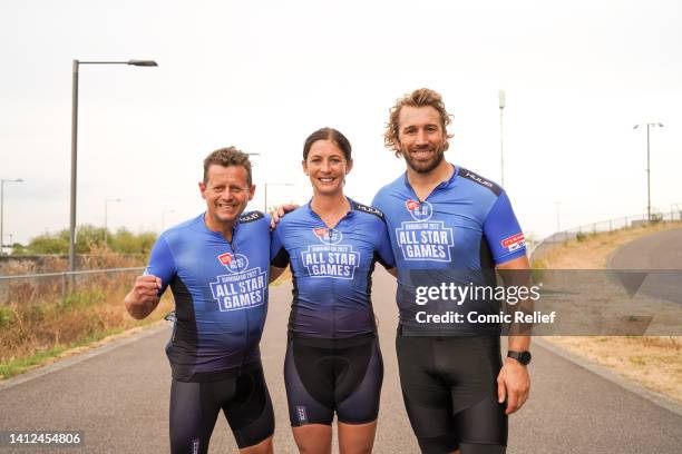 Chris Robshaw, Eve Muirhead and Mike Bushell during the Sport Relief All-Star Games: Birmingham 2022. Two teams of para and non-disabled sporting...