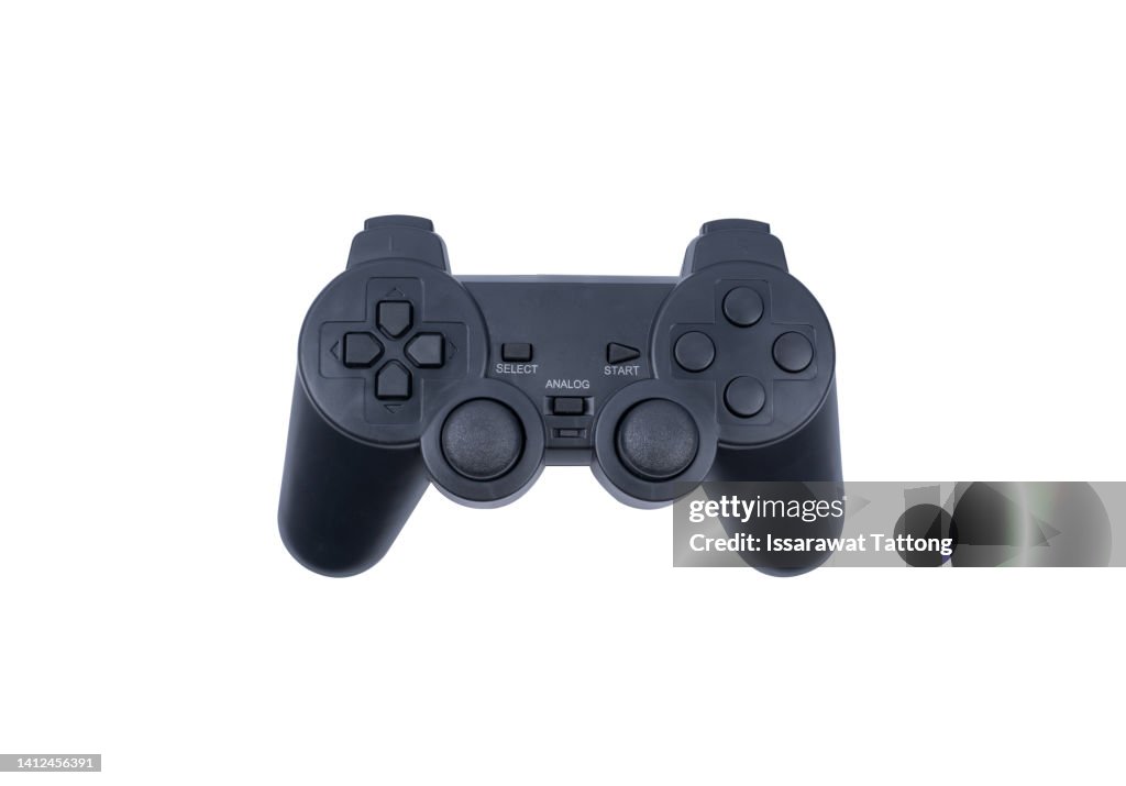 Joystick isolated on white background, isolated close-up