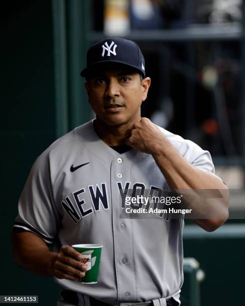 Luis Rojas of the New York Yankees looks on before the first inning against the New York Mets at Citi Field on July 26, 2022 in New York City.