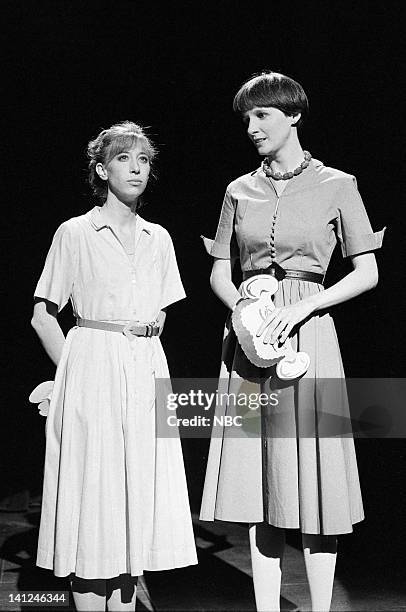 Episode 2 -- Pictured: Robin Duke as Bizarro, Mary Gross as Bizarro during the 'The Bizarro World' skit on October 10, 1981 --