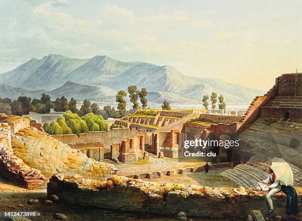 pompeii, the great theater - pompeii 幅插畫檔、美工圖案、卡通及圖標