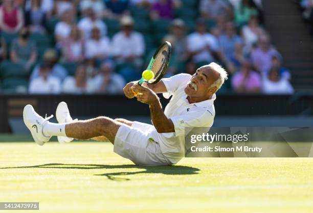 Mansour Bahrami of France in action during the Invitation Mixed Doubles at The Wimbledon Lawn Tennis Championship at the All England Lawn and Tennis...