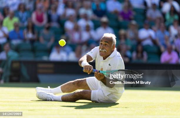 Mansour Bahrami of France in action during the Invitation Mixed Doubles at The Wimbledon Lawn Tennis Championship at the All England Lawn and Tennis...