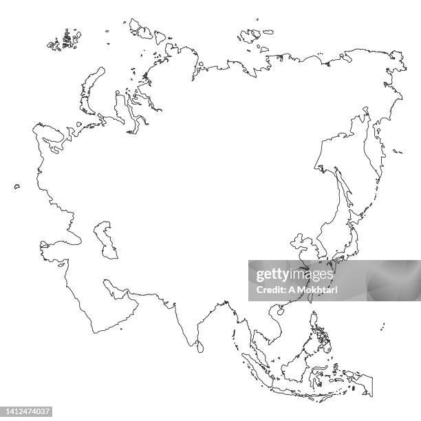 asia map with outline. - association of southeast asian nations stock illustrations