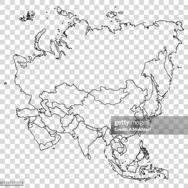 asia map with outline is details on a transparent background. - association of southeast asian nations stock illustrations