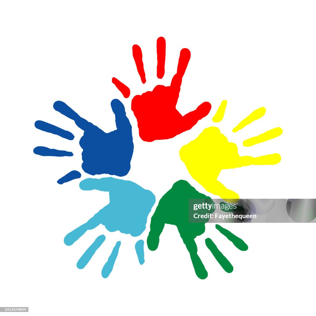 Colorful Hand Left Colorful Hand Prints Isolated On White Background Colorful Hands High ...