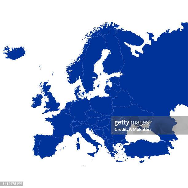 map of europe with countries. - russia stock illustrations