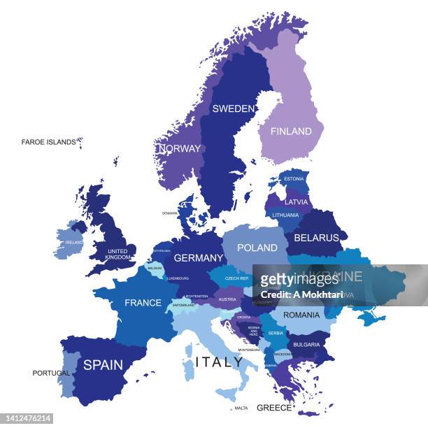 karte der europäischen union. - european union stock-grafiken, -clipart, -cartoons und -symbole