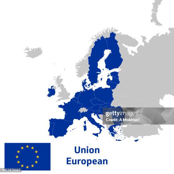 european union map with flag. - all european flags stock illustrations