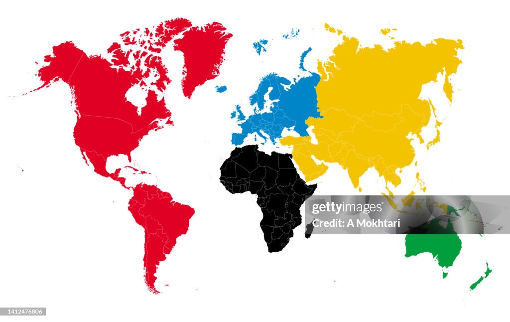 Country Border Line World Map With Details And Borders Of Countries High-Res Vector Graphic ...