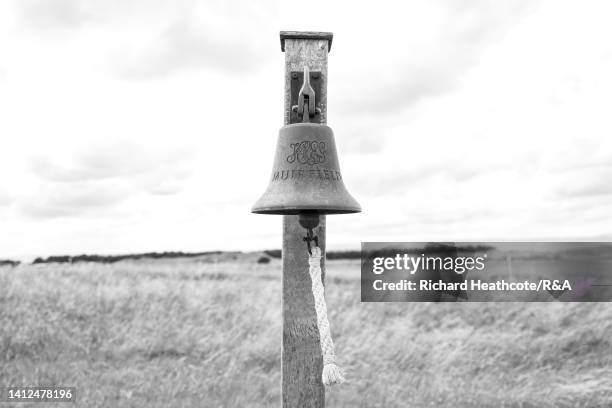 Detail view of a Muirfield bell on the 11th hole during the Pro-Am prior to the AIG Women's Open at Muirfield on August 02, 2022 in Gullane, Scotland.