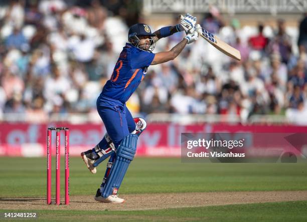 Suryakumar Yadav of India batting during the International Twenty20 match between England and India at Trent Bridge on July 10, 2022 in Nottingham,...