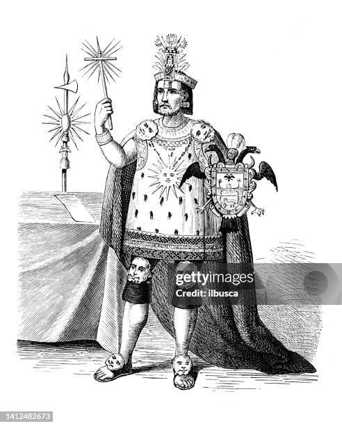 ilustraciones, imágenes clip art, dibujos animados e iconos de stock de ilustración antigua, etnografía y culturas indígenas: américa del sur, incas - cultura sudamericana