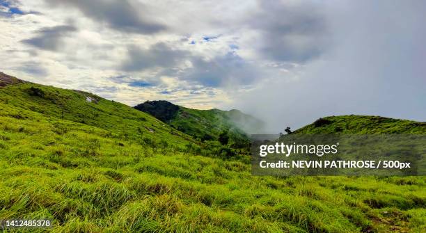 scenic view of landscape against sky,kerala,india - better rural india stock-fotos und bilder