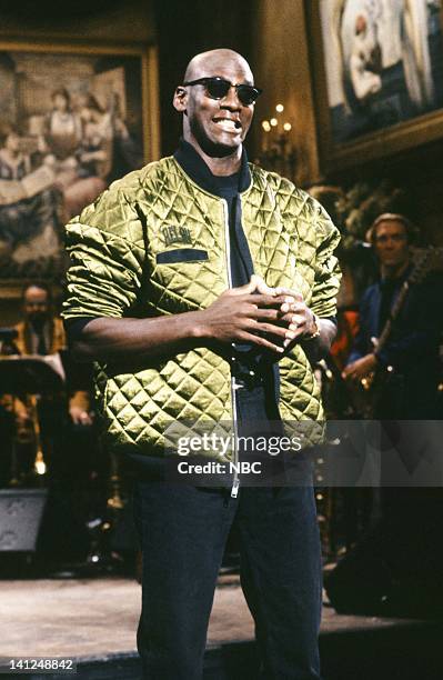 Episode 1 -- Pictured: Host Michael Jordan during the monologue on September 28, 1991 -- Photo by: Raymond Bonar/NBCU Photo Bank