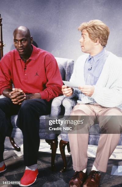 Episode 1 -- Pictured: Michael Jordan, Al Franken as Stuart Smalley during the 'Daily Affirmation' skit on September 28, 1991 -- Photo by: Raymond...