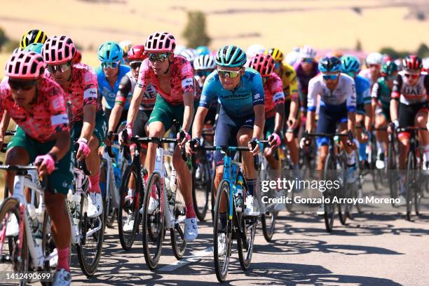 Hugh Carthy of United Kingdom and Team EF Education - Easypost and Yuriy Natarov of Kazahkstan and Team Astana – Qazaqstan compete during the 44th...