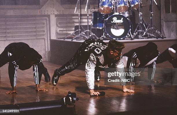 Episode 10 -- Pictured: Musical guest Vanilla Ice performs on January 12, 1991-- Photo by: Raymond Bonar/NBCU Photo Bank