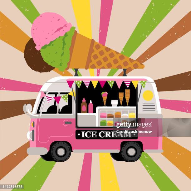 ice cream van - ice cream scoop stock illustrations