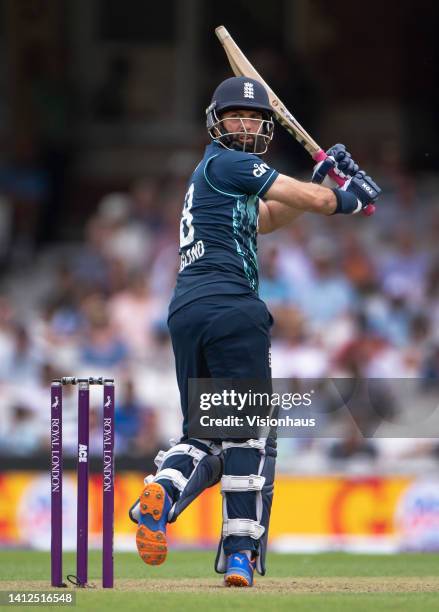 Moeen Ali of England batting during the 1st Royal London Series One Day International between England and India at The Kia Oval on July 12, 2022 in...