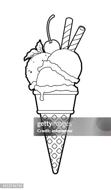 ice cream cone with decorations - scoop ice cream stock illustrations
