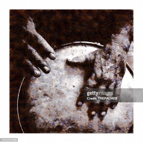 playing congas - digital photo manipulation - cuban people stock illustrations