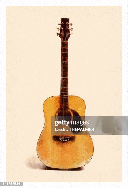 acoustic guitar - digital manipulation - acoustic guitar stock illustrations