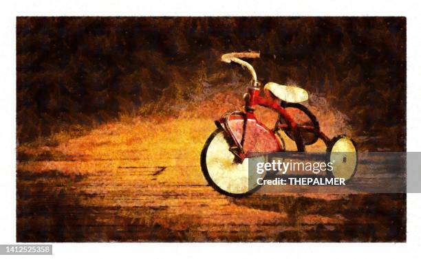 vintage tricycle - digital manipulation - tricycle stock illustrations