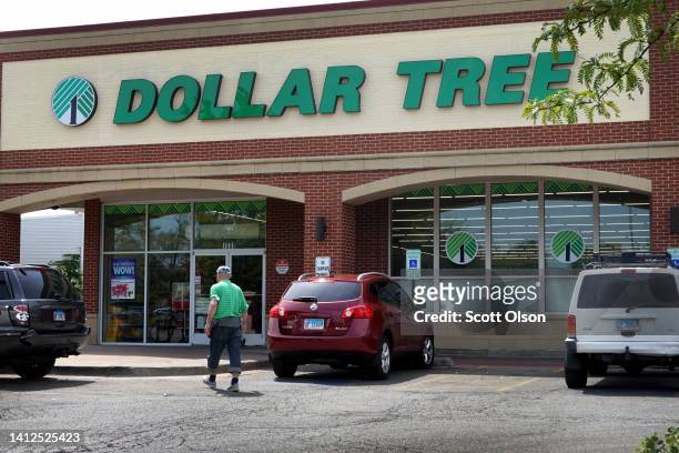 Customers shop at a Dollar Tree store in the Austin neighborhood on August 02, 2022 in Chicago, Illinois. Discount stores have seen a double digit...