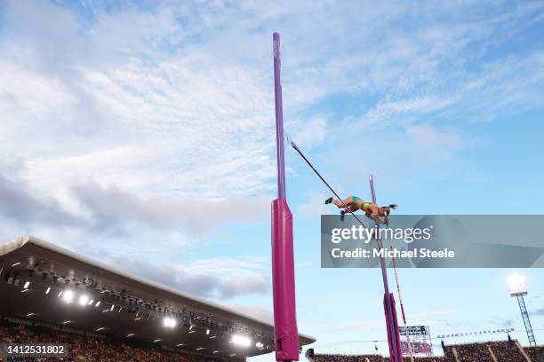 Nina Kennedy of Team Australia competes during the Women's Pole Vault Final on day five of the Birmingham 2022 Commonwealth Games at Alexander...